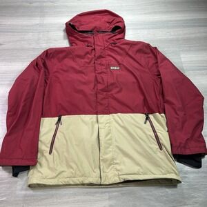 ThirtyTwo MT Shasta Ski Jacket Mens XL Red Tan Hooded Insulated Colorblock